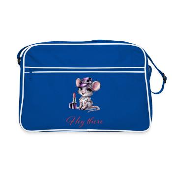 Heiße Maus mit Glamour & Lippenstift - Retro Tasche - Blau/Weiß - Vorne