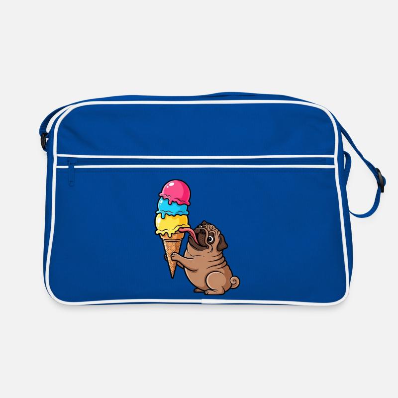 Süßer Mops mit Eis Eiskugel Sommer Cartoon Retro Tasche