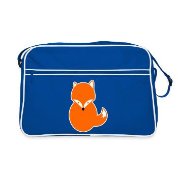 Renard aux cheveux roux - Renard de conception de bande dessinée Kawaii drôle - Sac Retro - bleu/blanc - Devant