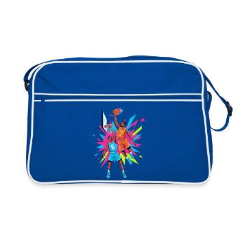 67 Basketball Meme - six seven - Retro Tasche - Blau/Weiß - Vorne