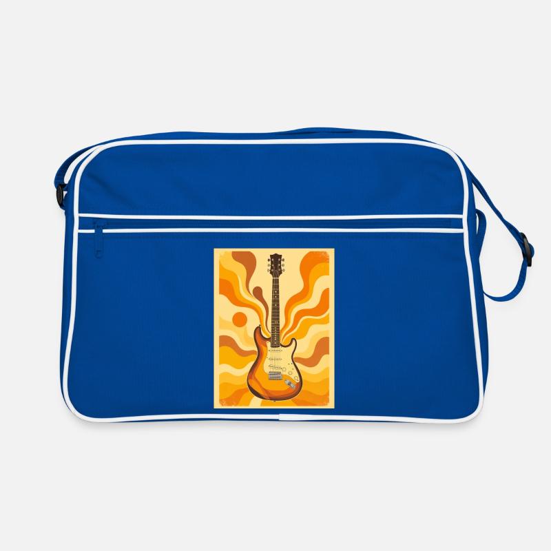 Psychedelische Retro-Gitarre mit lebendigen Siebzigern Retro Tasche
