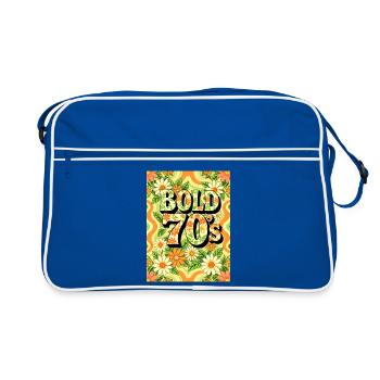 Bold 70s Text Surrounded by Flowers - Retro Bag - blue/white - Front