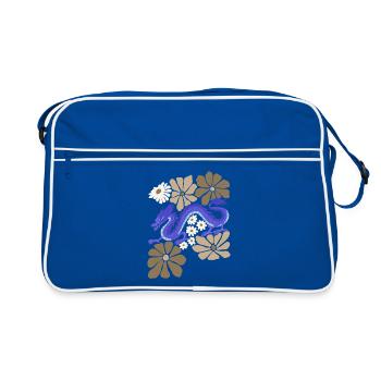 Floral Blue Dragon - Retro Bag - blue/white - Front