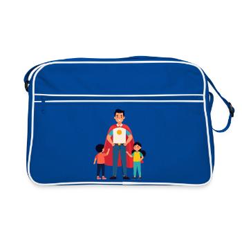 Éducateur, héros ou père héros avec cape et enfants - Sac Retro - bleu/blanc - Devant