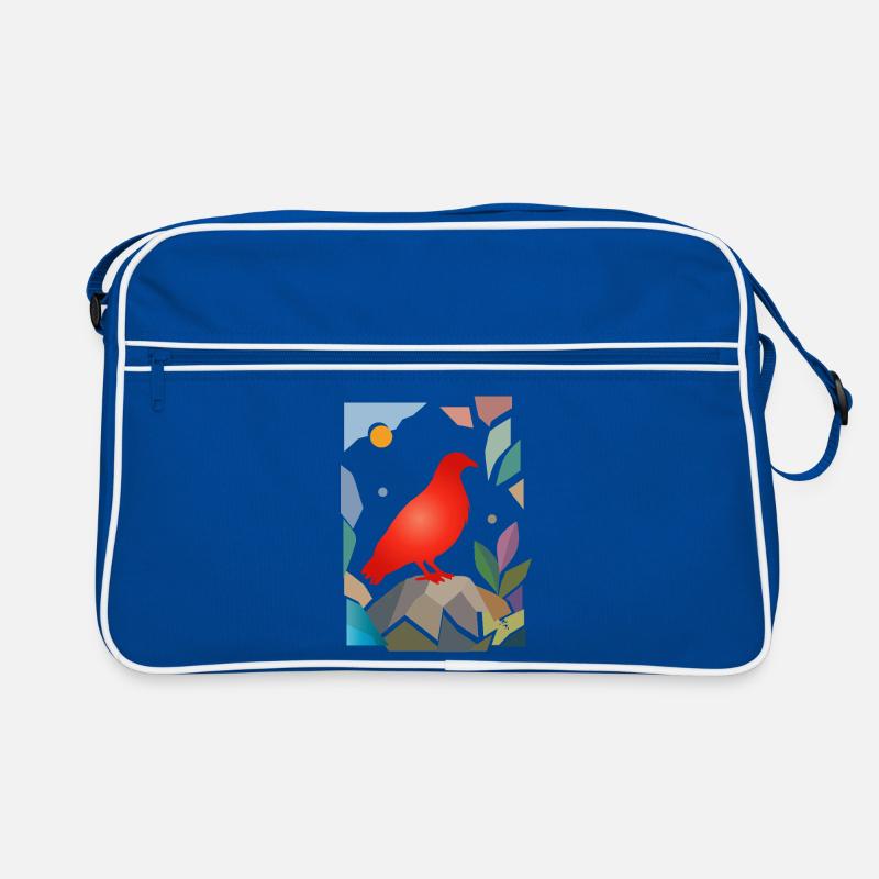 Rote Taube auf Stein Vogel Design Retro Tasche