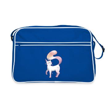 Süße Katze lesbian pride  - Retro Tasche - Blau/Weiß - Vorne