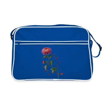 Chrysanthème avec baies dans le style zen - Sac Retro - bleu/blanc - Devant