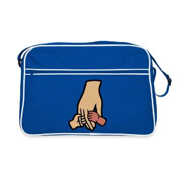 Parents Bébé Mains Amour Famille - Sac Retro - bleu/blanc - Devant