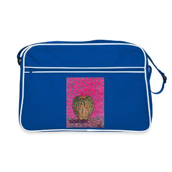 Neon Apple on Pink Background - Retro Bag - blue/white - Front