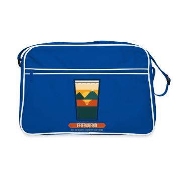 Feierabend im Glas – Sonnenuntergang - Retro Tasche - Blau/Weiß - Vorne