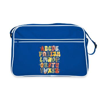 Alphabet aquarelle coloré pour la rentrée scolaire - Sac Retro - bleu/blanc - Devant