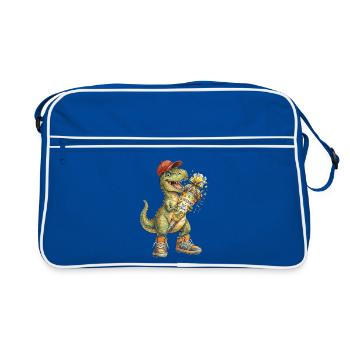Cool watercolor T-Rex for back-to-school - Retro Bag - blue/white - Front