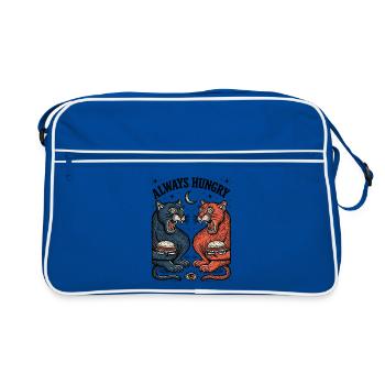 Duo chat toujours affamé avec burger - Sac Retro - bleu/blanc - Devant