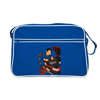 Mécanique animée sur le moteur - Sac Retro - bleu/blanc - Devant