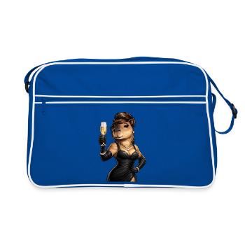 Elegante Capybara Dame mit Sektglas - Retro Bag - blue/white - Front