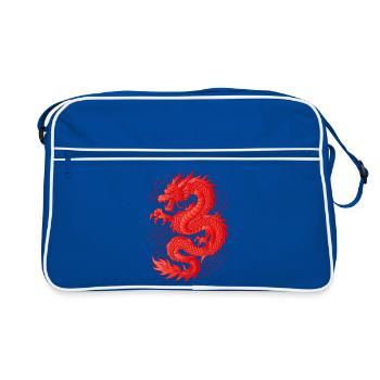 Design de tatouage de dragon rouge asiatique - Sac Retro - bleu/blanc - Devant