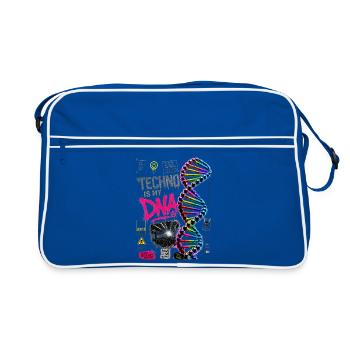 Techno est mon ADN, néon arc-en-ciel Helix - Sac Retro - bleu/blanc - Devant