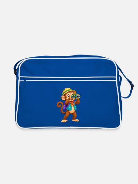 Abenteueraffe Entdecker - Retro Tasche - Blau/Weiß