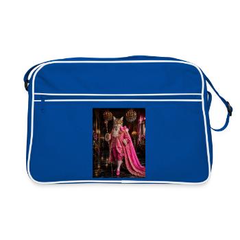 Königskatze im Rokoko-rosa Kostüm - Retro Tasche - Blau/Weiß - Vorne