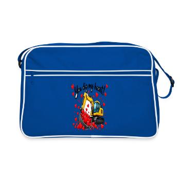 Ein Ausgräber, der Herzen liebt - Retro Tasche - Blau/Weiß - Vorne