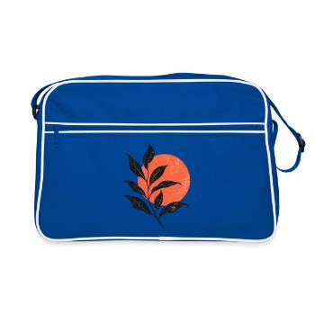 Sunset Leaf Silhouette - Retro Tasche - Blau/Weiß - Vorne