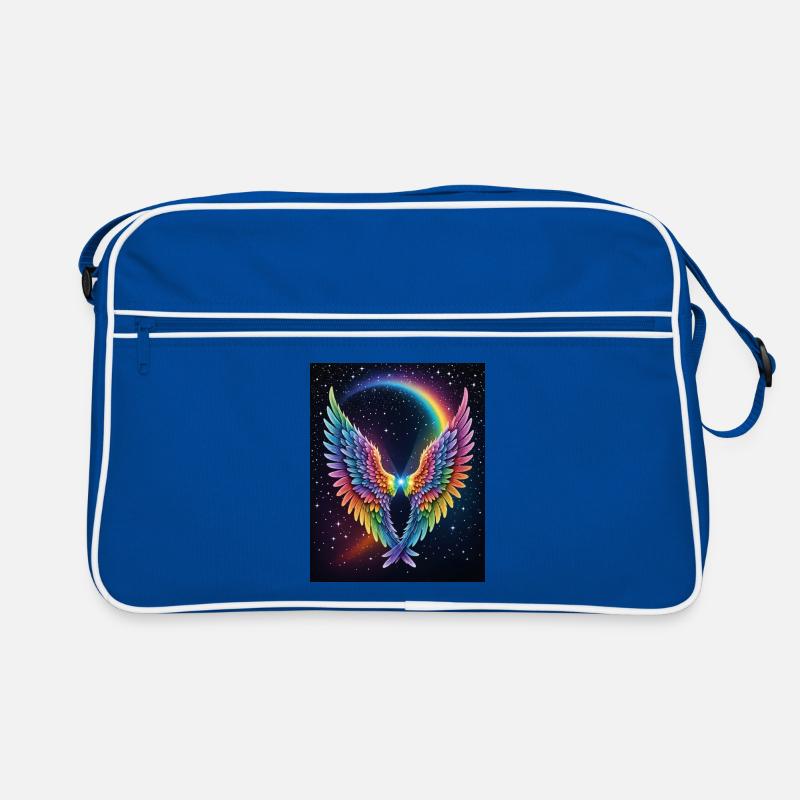 Regenbogenflügel Herz im All Retro Tasche
