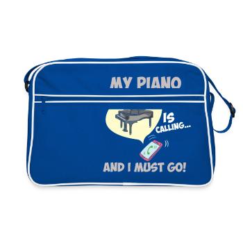 My Piano is calling and I must go - piano - Retro Bag - blue/white - Front