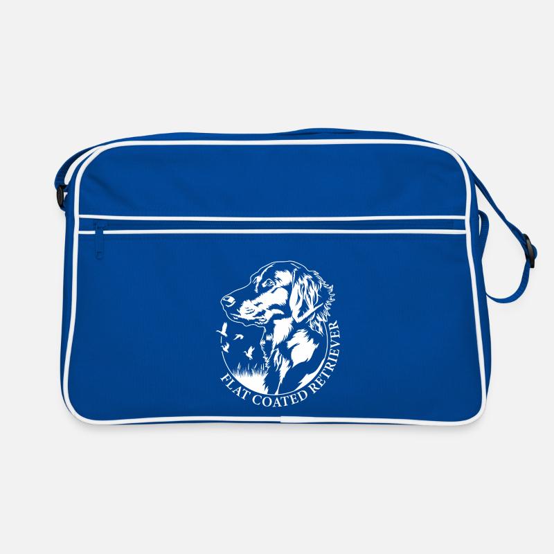 Flat Coated Retriever Portrait Hunde Hund Wilsigns - Retro Tasche - Blau/Weiß