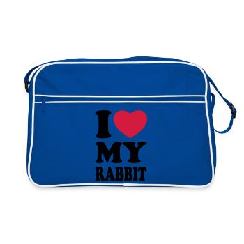 I love my rabbit - J'aime mon lapin - Sac Retro - bleu/blanc - Devant
