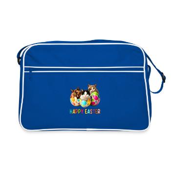 Parade der Kätzchen und Ostereier - Retro Tasche - Blau/Weiß - Vorne