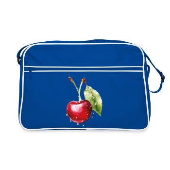 Cerise fruitée avec gouttelettes d’eau - Sac Retro - bleu/blanc - Devant