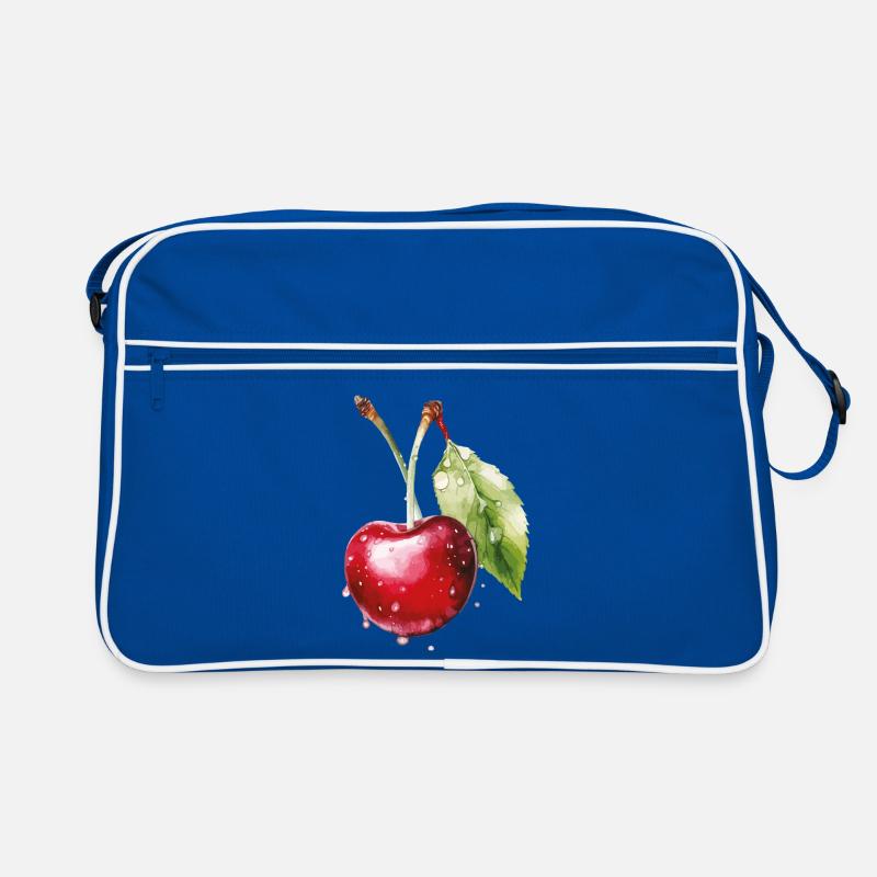 Fruchtige Kirsche mit Wassertröpfchen Retro Tasche