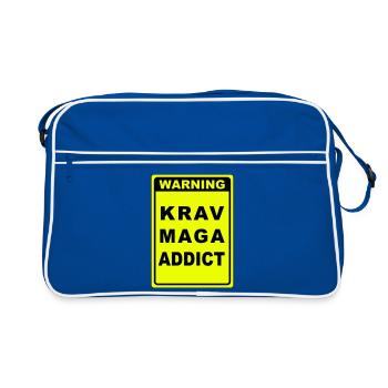 Warnung Krav Maga Süchtiger - Retro Tasche - Blau/Weiß - Vorne