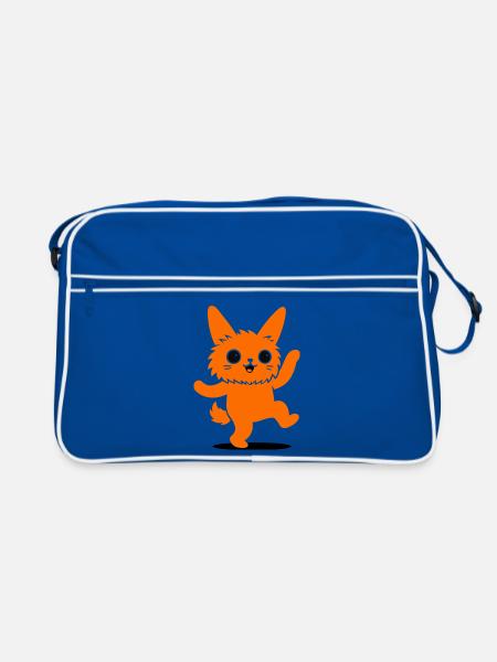 Funny animal character with big eyes - Retro Bag - blue/white - Front