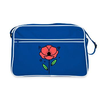 Poppy-Poppies-Minimalist-Line-Art-3 - Retro Bag - blue/white - Front