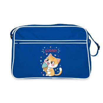 Chat gourmand cornet glace festif - Retro Bag - blue/white - Front