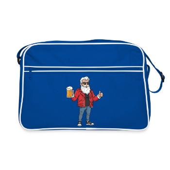 Rockabilly Opa mit Bier - Retro Tasche - Blau/Weiß - Vorne