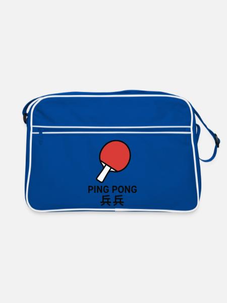 Tischtennisschläger – Tischtennis - Retro Tasche - Blau/Weiß - Vorne