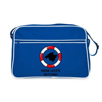 Meine Letzte Rettung! (Mallorca / Urlaub / POS 3C) - Retro Tasche - Blau/Weiß - Vorne