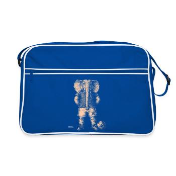 Elephant with Soccer Ball for Dark Blue Shirts - Retro Bag - blue/white - Front