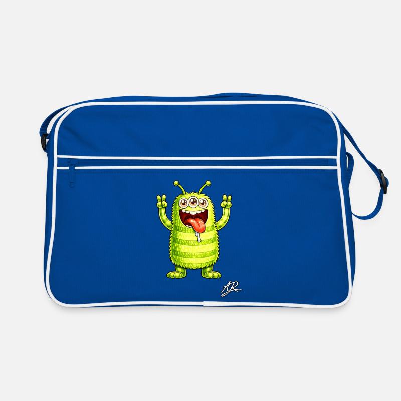 Neon monster three eyes cheerful Retro Bag