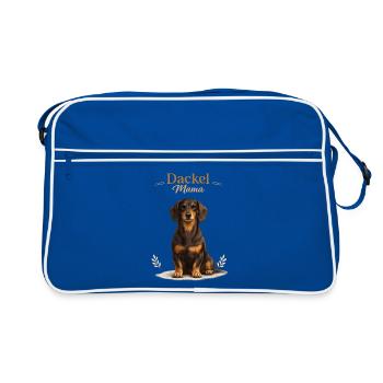 Dackel Mama – Geschenk für stolze Hundemamas - Retro Tasche - Blau/Weiß - Vorne