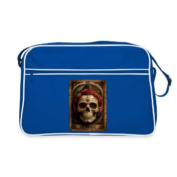 Halloween Sugar Skull Sugarskull Tarot - Retro Tasche - Blau/Weiß - Vorne