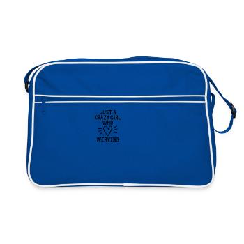 Nur ein verrücktes Mädchen, das das Weben liebt. - Retro Tasche - Blau/Weiß - Vorne