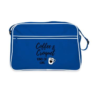 Café et croquet genre fille. - Sac Retro - bleu/blanc - Devant