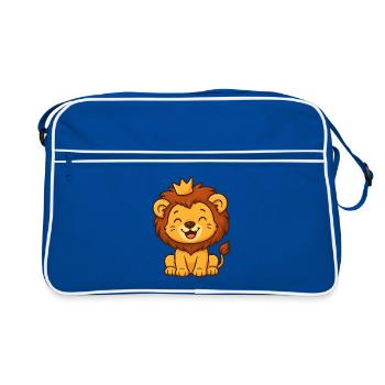 Mignon Roi Lion avec Couronne - Sac Retro - bleu/blanc - Devant