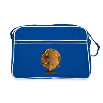 Chubby Mirror Carp Cartoon Fishing Design - Retro Bag - blue/white - Front