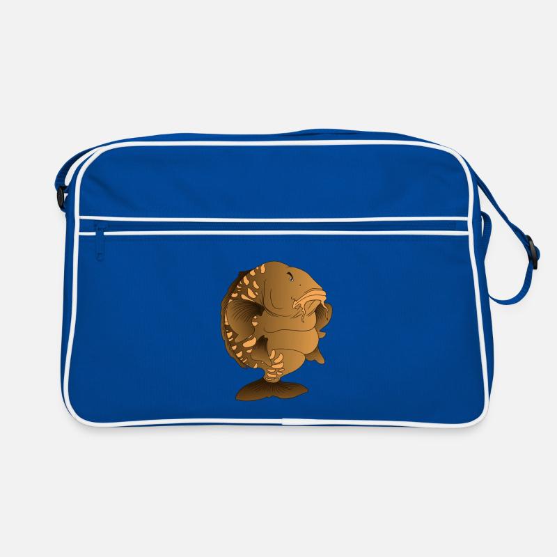 Design de pêche de la carpe miroir en forme de dessin animé Sac Retro