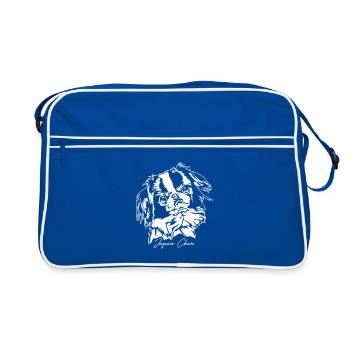 Japan Chin Portrait Dogs Dog Wilsigns - Retro Bag - blue/white - Front