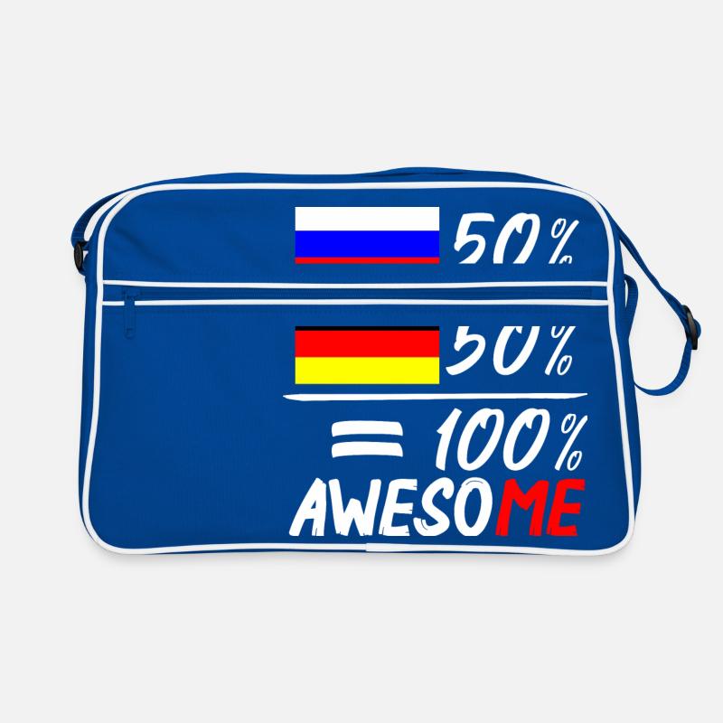 50% Russisch 50% Deutsch - Retro Tasche - Blau/Weiß